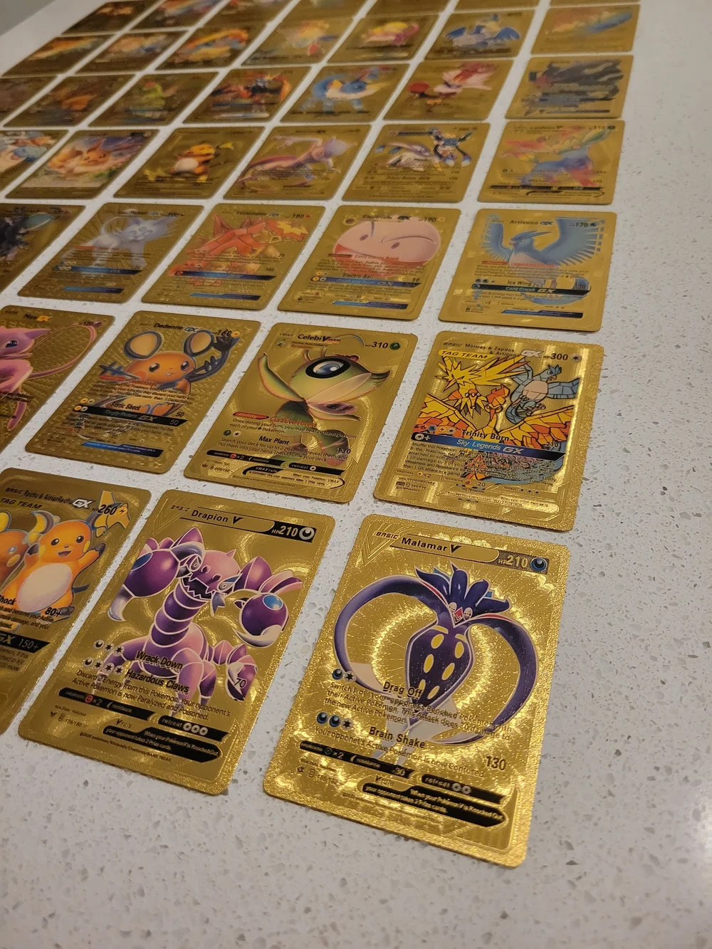Lot of 50 Gold Foil Pokemon Card Fan Art Cards (All Cards Pictured) Great Cond